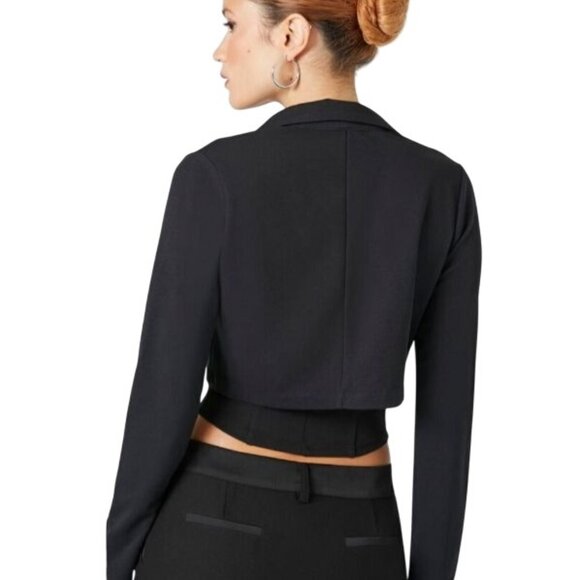 NEW No Comment Black Crop Blazer Jacket 2 Buttons Size M - Picture 7 of 13